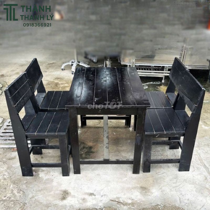 Bộ Bàn Ghế Cafe Gỗ Tự Nhiên Đen Đẹp 99%. Mua bán Bàn ghế tại Quận Bình Thạnh Tp Hồ Chí Minh được đăng bởi Thành Thanh Lý  hình 1