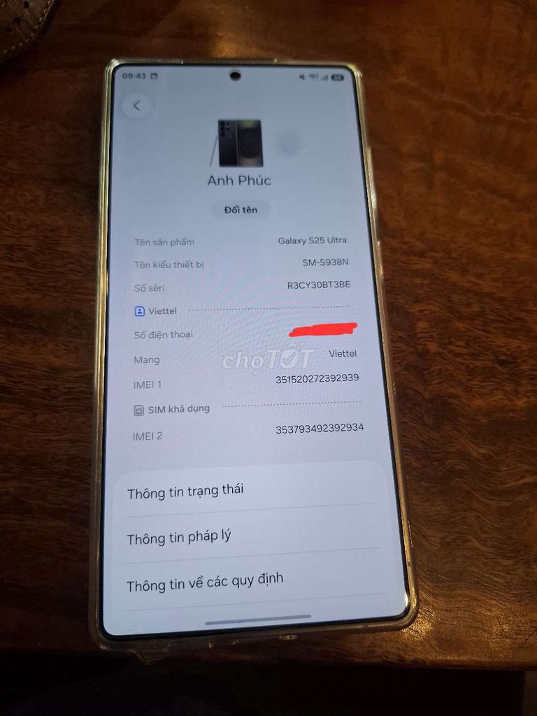 Samsung S25 Ultra 256GB Hàn Quốc 99%. Mua bán Điện thoại tại Quận Bình Tân Tp Hồ Chí Minh được đăng bởi Phúc hình 1