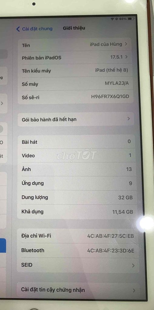 Apple iPad (thế hệ 8) 32GB. Mua bán Máy tính bảng tại Thành phố Việt Trì Phú Thọ được đăng bởi hùng la hình 1