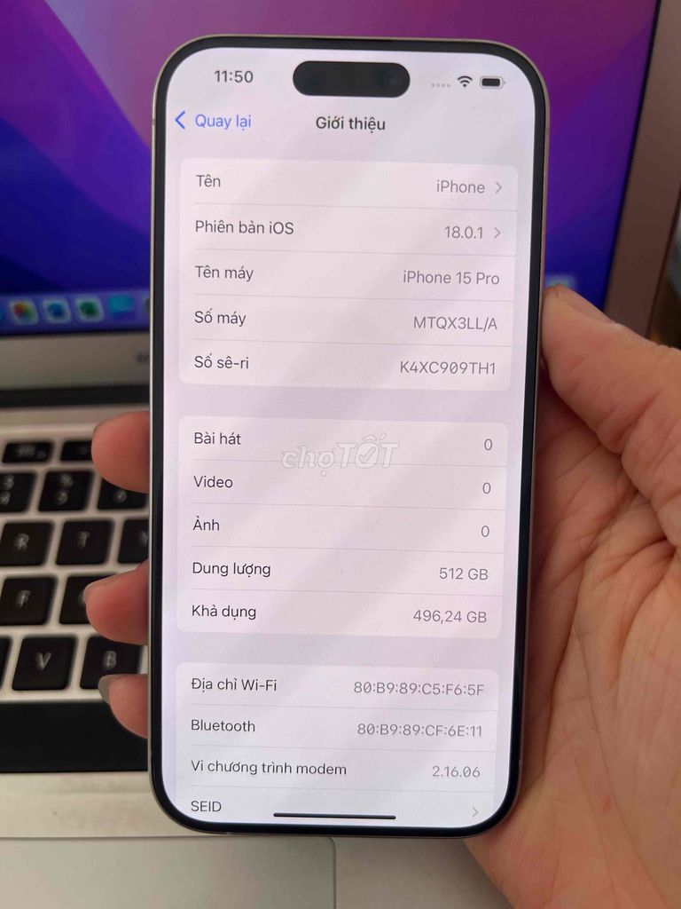 Apple iPhone 15 Pro 512GB CNC 2 sim. Mua bán Điện thoại tại Thị xã Bến Cát Bình Dương được đăng bởi Cầm Đồ 39 hình 1