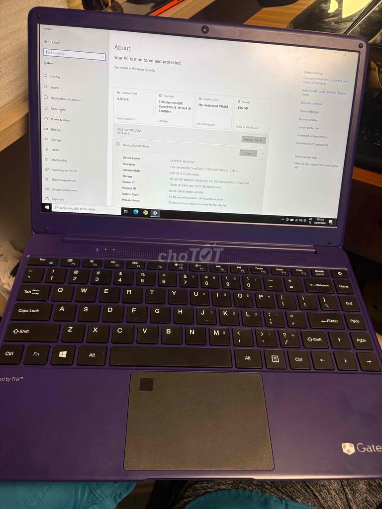 Gateway GWTC116-1PR i3 TH11 4GB/596GB Có giao lưu. Mua bán Laptop tại Thành phố Thủ Đức Tp Hồ Chí Minh được đăng bởi HD SHOP HCM hình 1