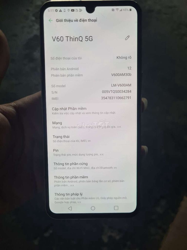 LG V60 ThinQ 5G 8GB/128GB. Mua bán Điện thoại tại Huyện Củ Chi Tp Hồ Chí Minh được đăng bởi Hoàng Nguyễn Hồng Ân hình 1