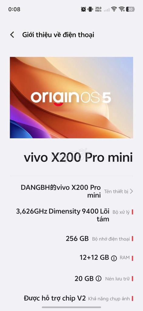 Vivo X200 Pro mini 256GB Hồng. Mua bán Điện thoại tại Quận 7 Tp Hồ Chí Minh được đăng bởi Ngoc Linh hình 1