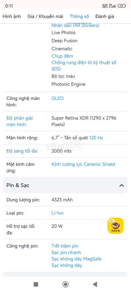 iPhone 14 Pro Max 128GB Mỹ. Mua bán Điện thoại tại Thành phố Bến Tre Bến Tre được đăng bởi Le tu hình 1