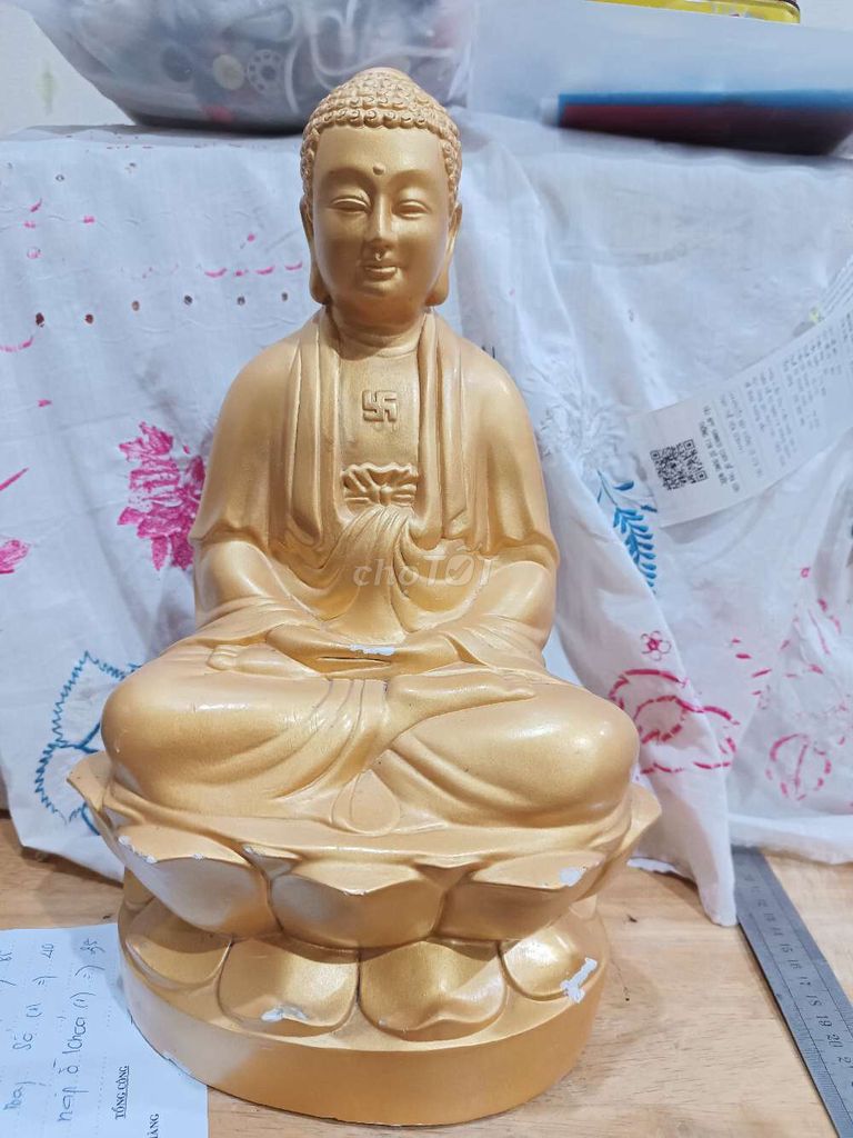 Tượng Phật Đất nung Vàng 32cm. Mua bán Đồ sưu tầm, đồ cổ tại Quận Gò Vấp Tp Hồ Chí Minh được đăng bởi Ivan hình 1