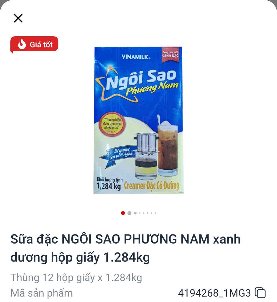 Sữa đặc NGÔI SAO PHƯƠNG NAM xanh dương 1.284kg