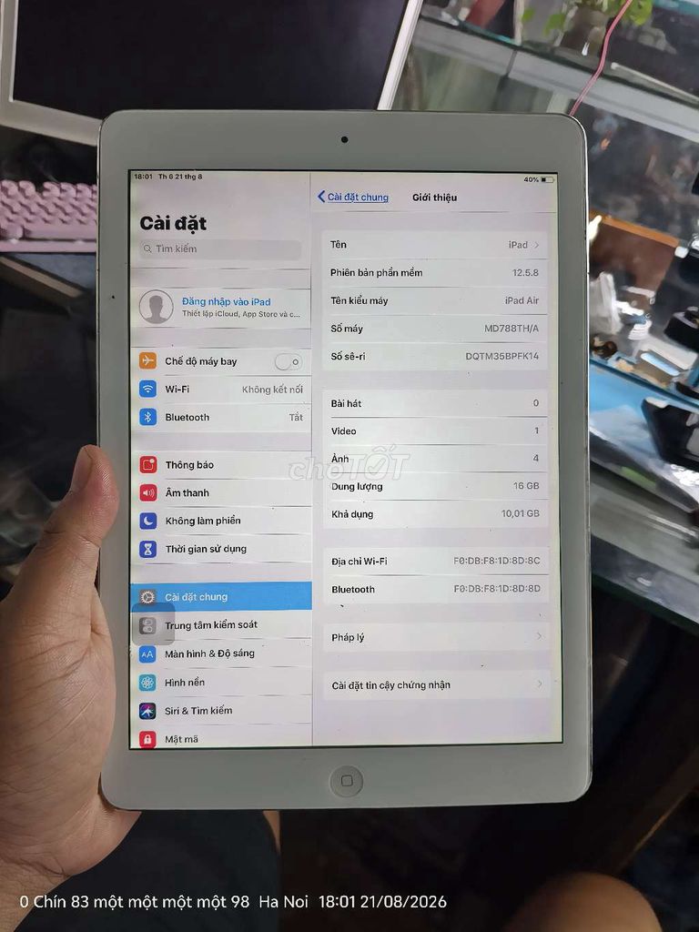 Apple iPad Air 16GB Bạc. Mua bán Máy tính bảng tại Quận Thanh Xuân Hà Nội được đăng bởi Hoàng Huy Đỗ hình 1