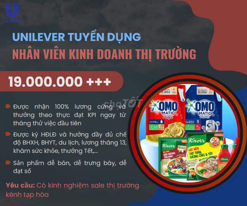 MỎ CÀY NAM - NV KINH DOANH THỊ TRƯỜNG CHO UNILEVER