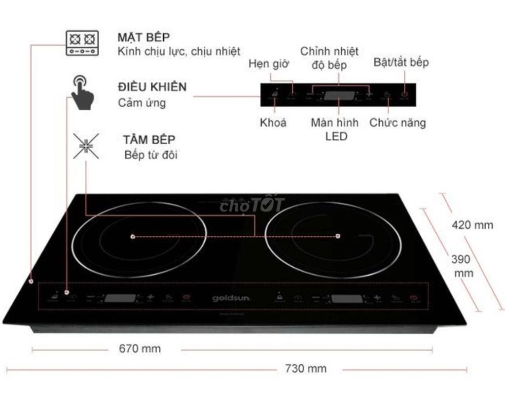 Bán bếp điện từ đôi chưa sử dụng.