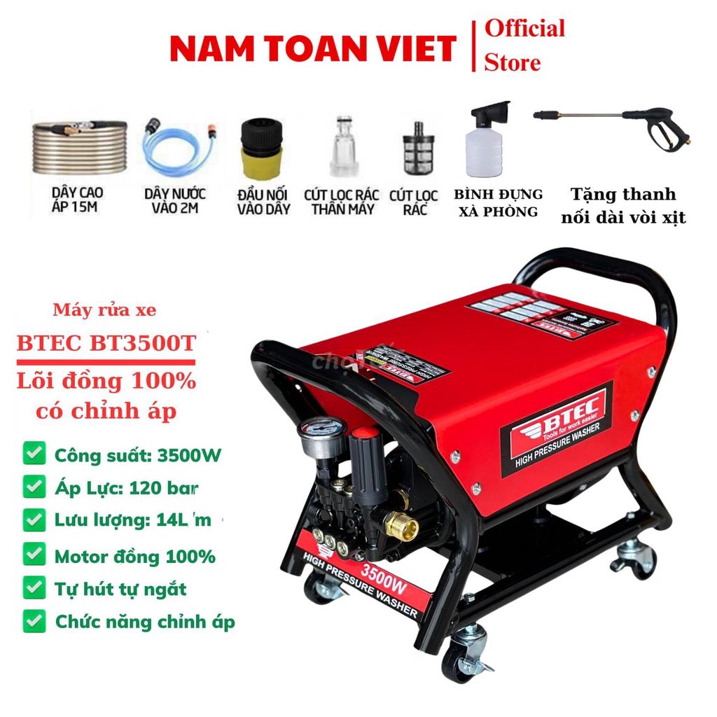 Máy Rửa Xe Btec BT3500T motor dây đồng