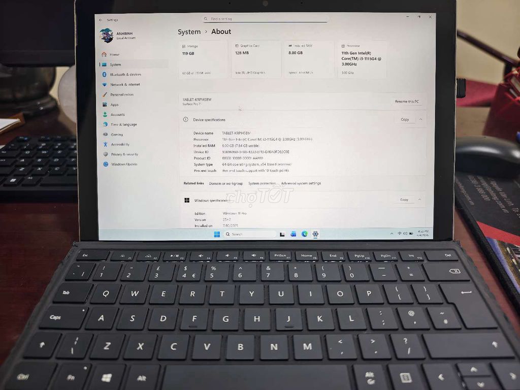 Microsoft Surface Pro 7 Plus i3 8GB Đen. Mua bán Máy tính bảng tại Quận Hải Châu Đà Nẵng được đăng bởi Bình hình 1