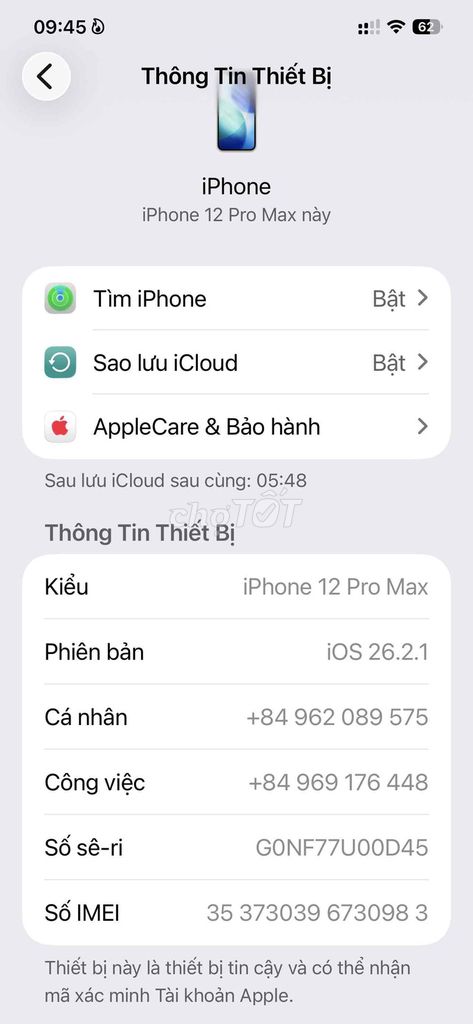 iPhone 12 Pro Max 256GB Nứt kính. Mua bán Điện thoại tại Huyện Thanh Trì Hà Nội được đăng bởi Văn Tuấn hình 1