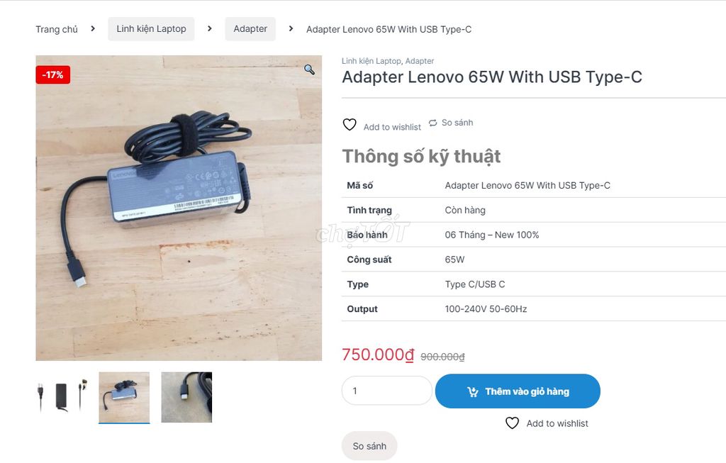 Sạc laptop Lenovo 65W Type C đã sử dụng. Mua bán Phụ kiện (Màn hình, Chuột...) tại Quận Gò Vấp Tp Hồ Chí Minh được đăng bởi Hoàng hình 1