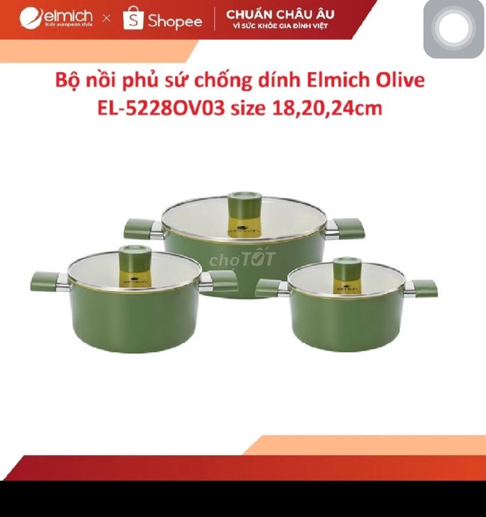 Bộ nồi Elmich Olive EL-5228OV03. Mua bán Dụng cụ nhà bếp tại Huyện Thanh Trì Hà Nội được đăng bởi Đinh Phú Thịnh hình 1