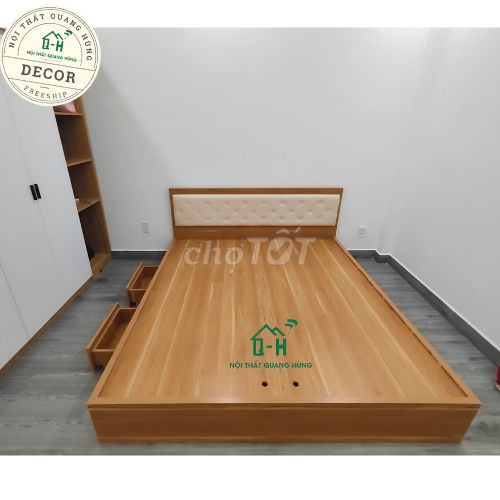 giường gỗ mdf bọc đầu nệm giá rẻ $%