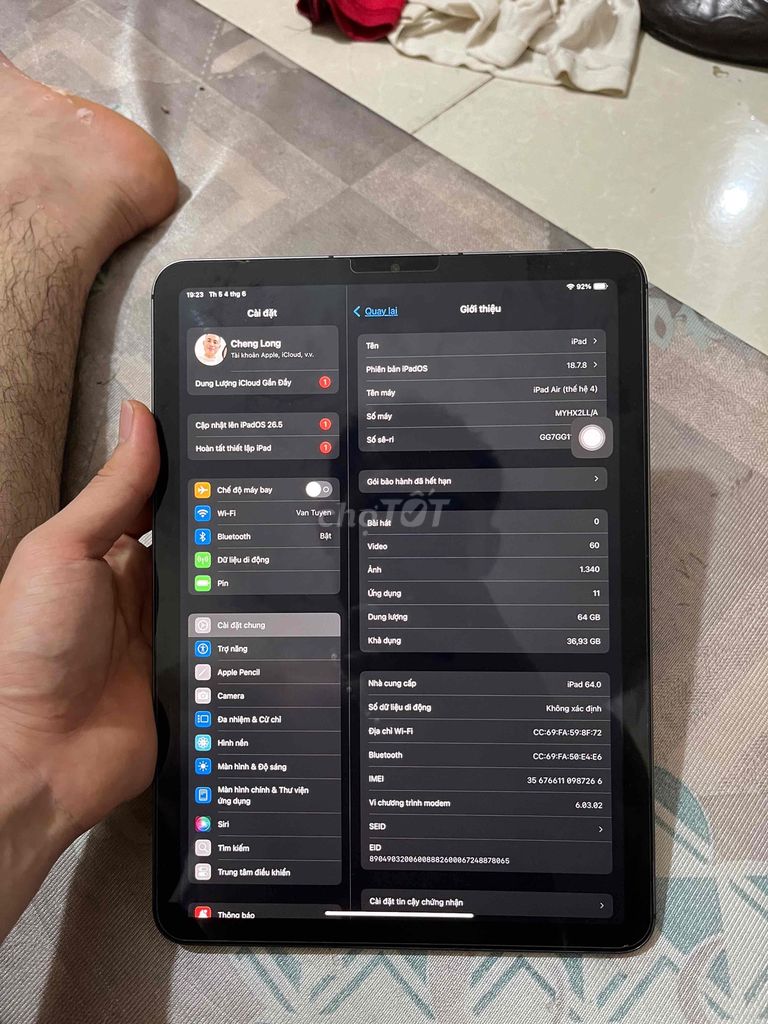 Apple iPad Air 4 11 inch 64GB Xám. Mua bán Máy tính bảng tại Huyện Lâm Thao Phú Thọ được đăng bởi hán hoàng hình 1