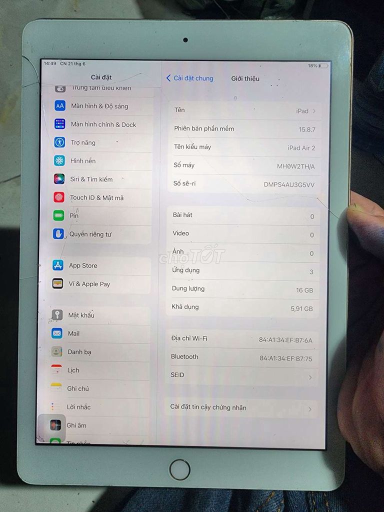 Apple iPad Air 2 16GB Vàng Đã sử dụng. Mua bán Máy tính bảng tại Quận Bình Thạnh Tp Hồ Chí Minh được đăng bởi tùng  hình 1