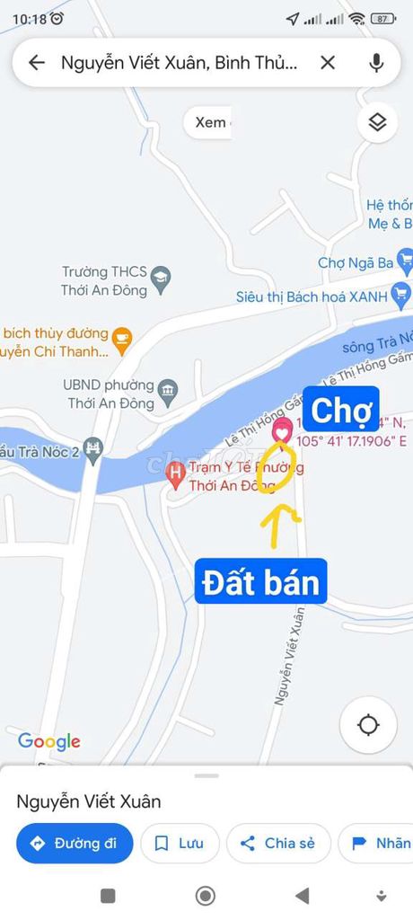 Mặt tiền đường nhựa Nguyễn viết Xuân lộ 6m lộ 5 tấn ngay chợ .