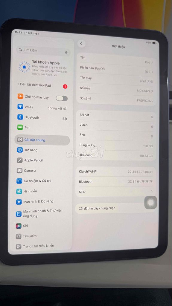 Apple iPad (A16) Wi-Fi 128GB. Mua bán Máy tính bảng tại Quận Đống Đa Hà Nội được đăng bởi Đỗ Đình Lập hình 1