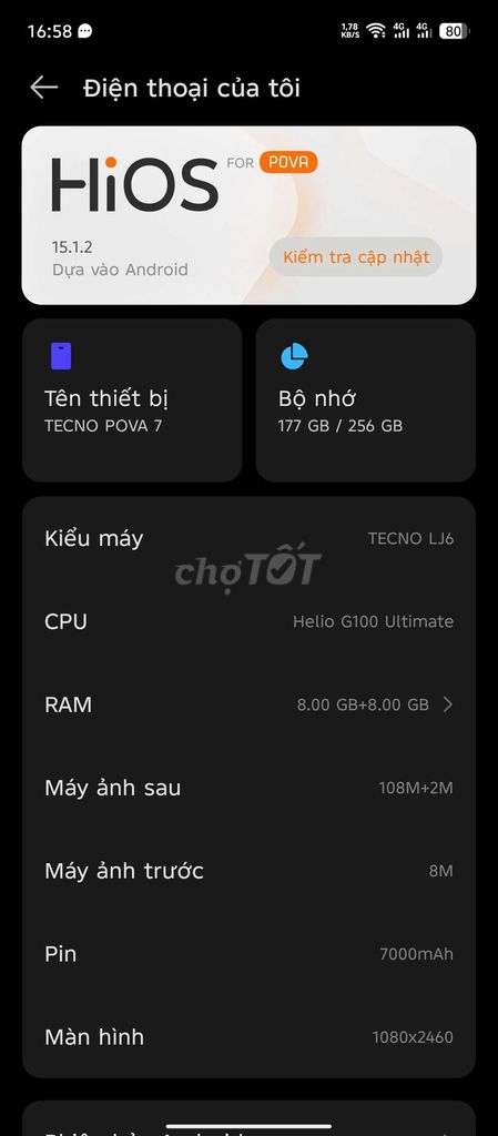 TECNO POVA 7 256GB Đen. Mua bán Điện thoại tại Quận Hà Đông Hà Nội được đăng bởi Thái Hà hình 1