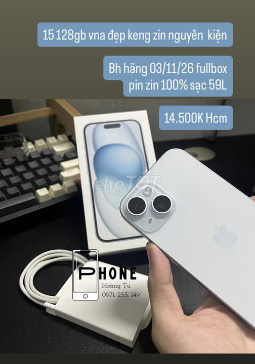 iPhone 15 128GB Trắng VNA Đã sử dụng. Mua bán Điện thoại tại Quận 5 Tp Hồ Chí Minh được đăng bởi Hội Đồ Điện Tử hình 1
