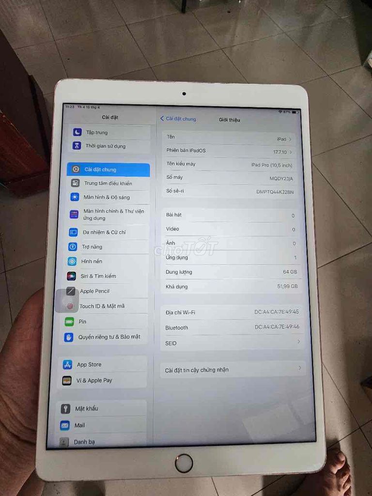 Apple iPad Pro 10.5 64GB Vàng hồng. Mua bán Máy tính bảng tại Huyện Long Thành Đồng Nai được đăng bởi Gia Khang hình 1