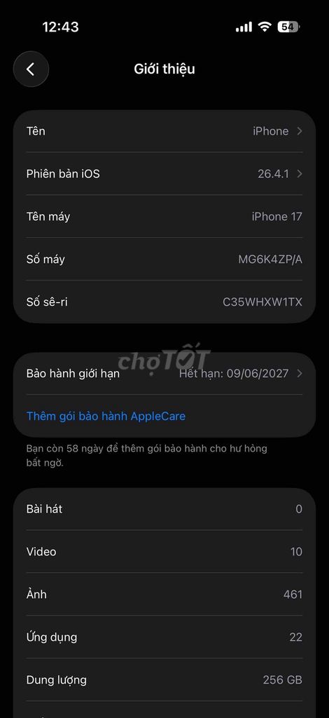 Apple iPhone 17 256GB Trắng. Mua bán Điện thoại tại Quận Ngũ Hành Sơn Đà Nẵng được đăng bởi Coon hình 1