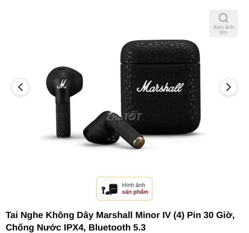 Tai nghe Marshall Minor IV Đen Bluetooth. Mua bán Tivi, Âm thanh tại Quận 7 Tp Hồ Chí Minh được đăng bởi Khánh Ngân hình 1