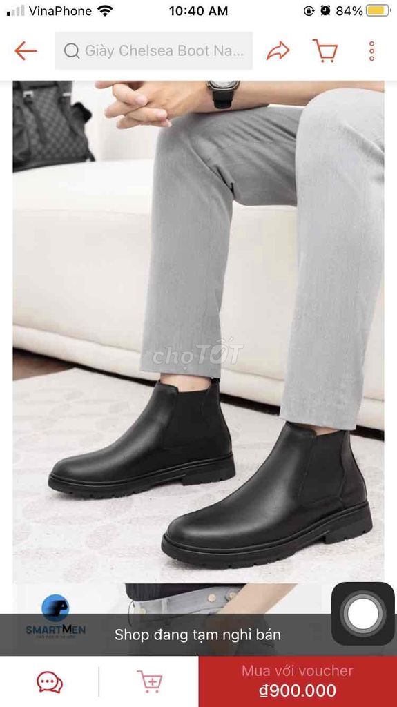 giày Chelsea boot mới size 38 da đen