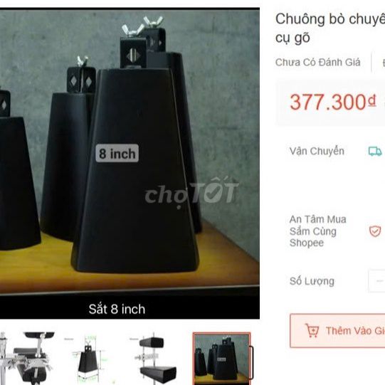 Chuông mỏ Sắt Đen Đài Loan 20cm. Mua bán Nhạc cụ tại Thành phố Dĩ An Bình Dương được đăng bởi hàng mới thanh lý 1 nữa giá hình 1
