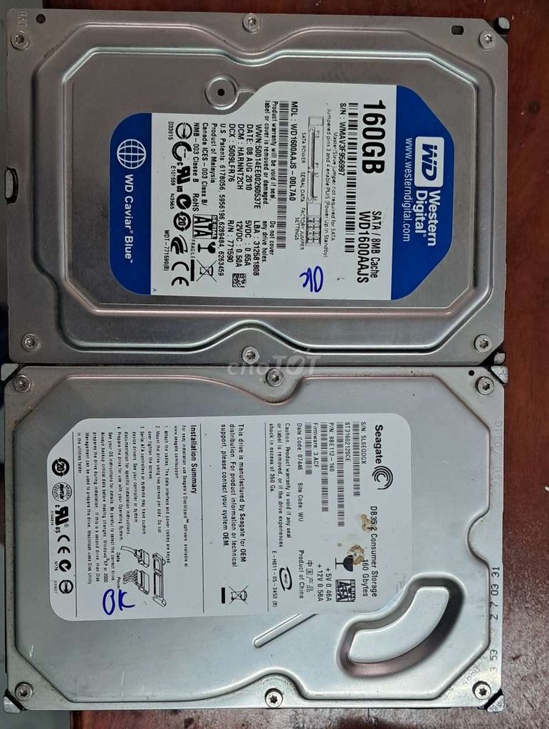 Combo 10 ổ cứng hdd 160g