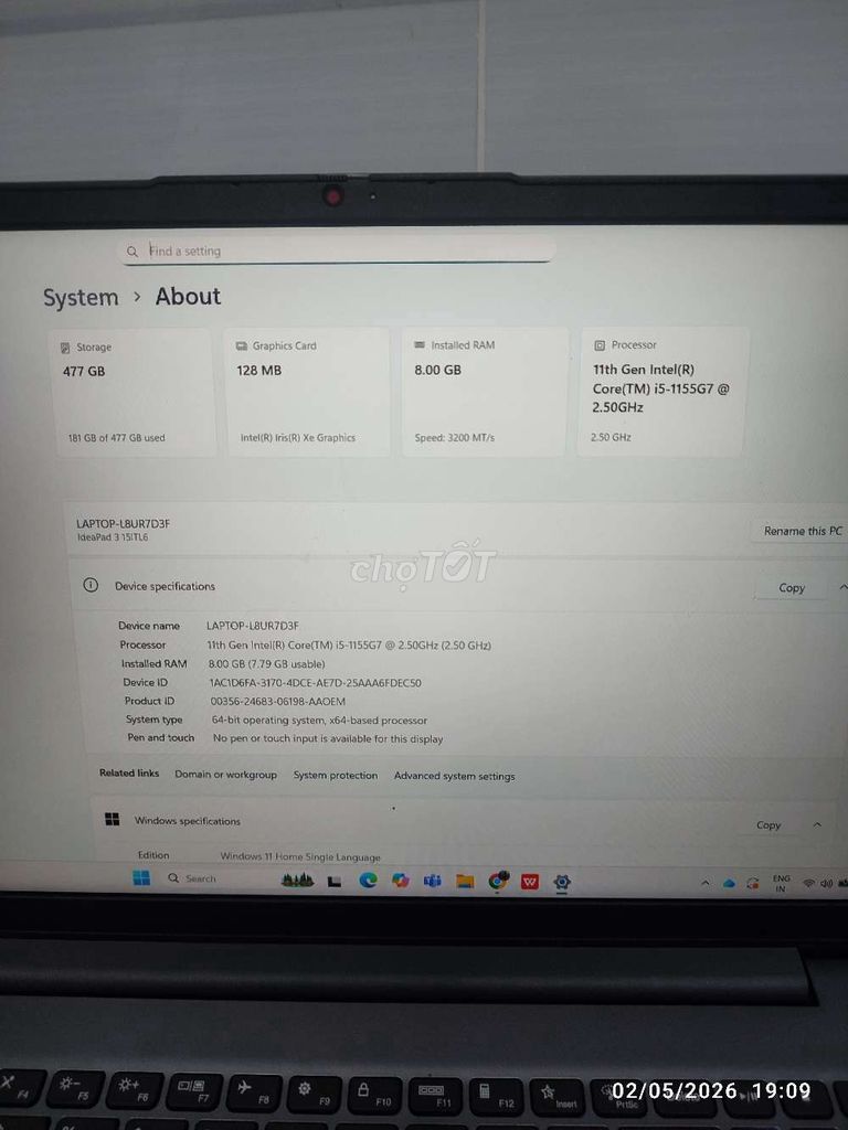 Lenovo Ideapad 3 15ITL6 i5 8GB/477GB. Mua bán Laptop tại Huyện Cần Giuộc Long An được đăng bởi phan tấn tài hình 1