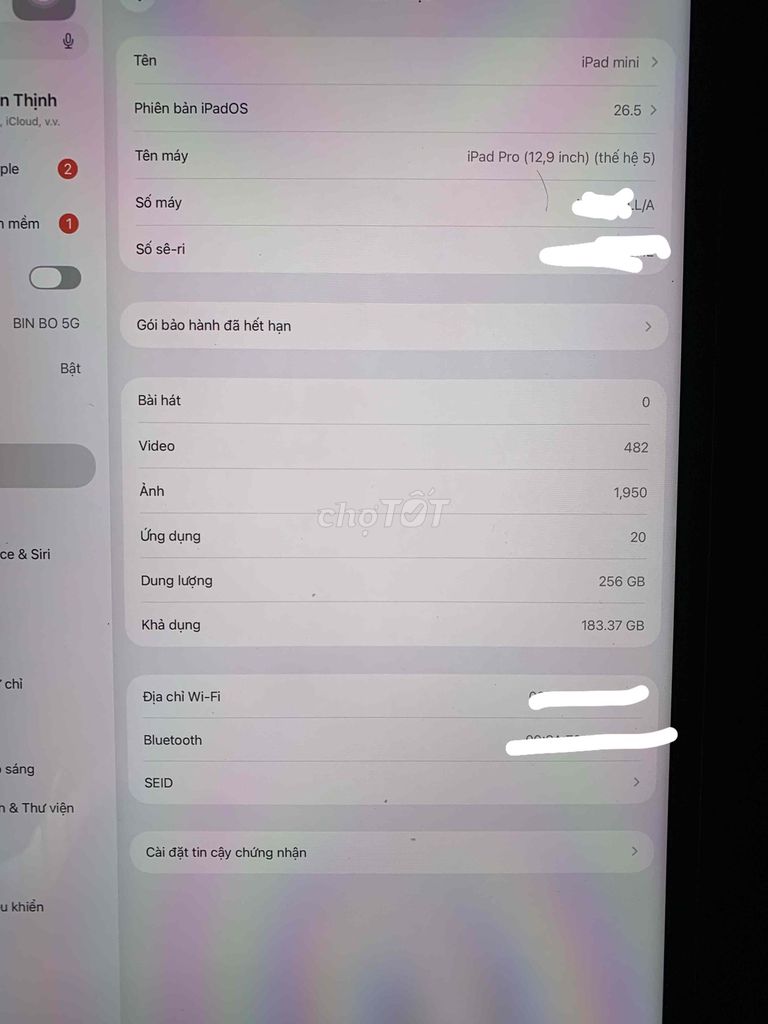 Apple iPad Pro (12,9 inch) thế hệ 5 256GB. Mua bán Máy tính bảng tại Quận Thanh Khê Đà Nẵng được đăng bởi Nguyễn Văn Thịnh hình 1
