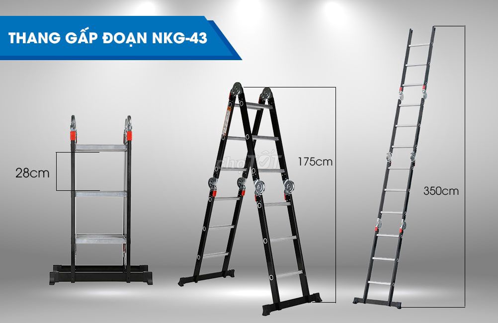 THANG NHÔM GẤP CHỮ M 4 ĐOẠN 3 BẬC NIKAWA