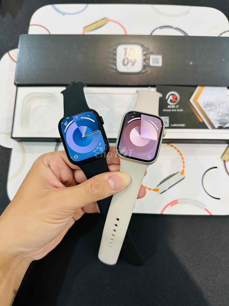 apple watch series 7/45 nhôm đen và starlight ESIM