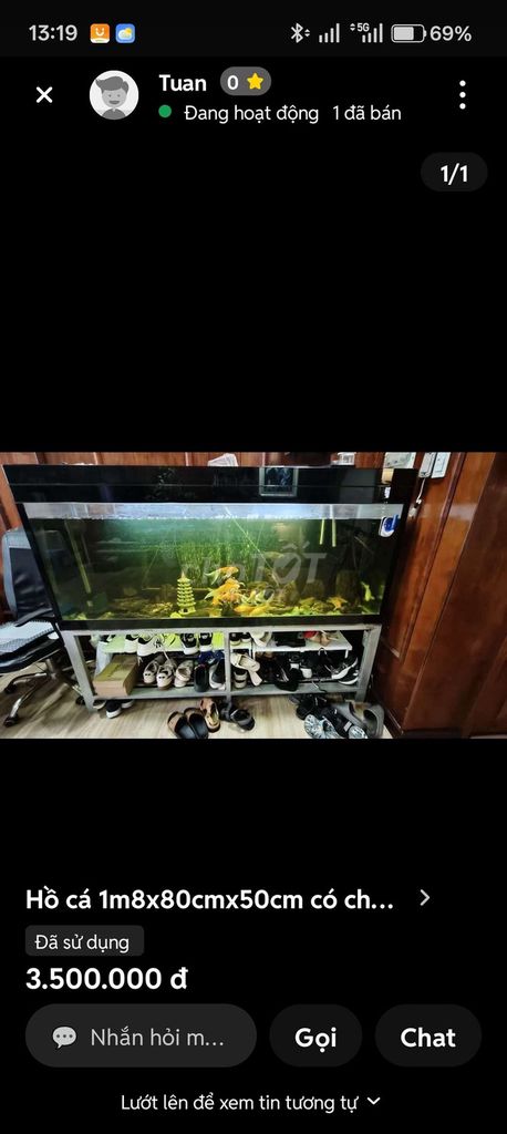 Hồ cá 1m8 x 80cm x 50cm chân 2 tầng cũ. Mua bán Phụ kiện, Thức ăn, Dịch vụ tại Quận 7 Tp Hồ Chí Minh được đăng bởi Tuan hình 1