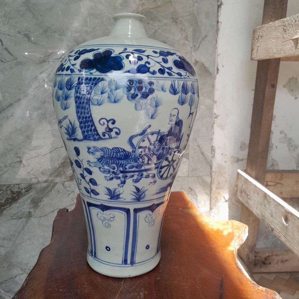 Bình gốm trang trí Trắng, Xanh