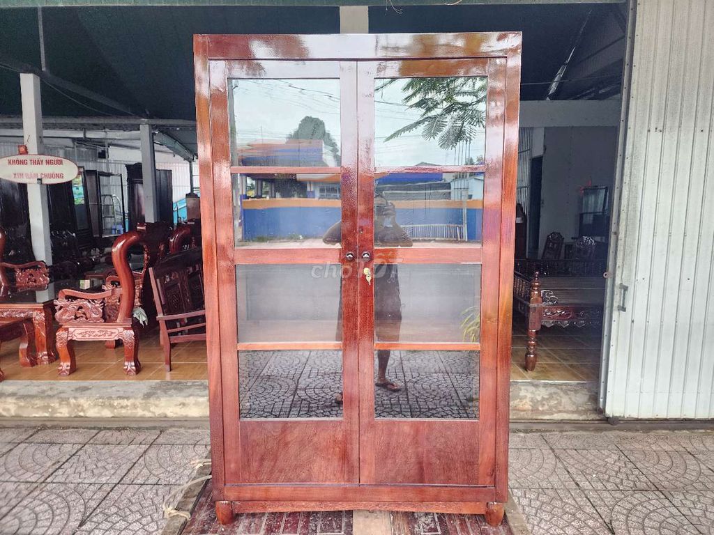 Tủ trưng bày Gỗ Nâu 1m13x1m83x45cm. Mua bán Tủ, kệ gia đình tại Quận Bình Thuỷ Cần Thơ được đăng bởi Cường Đồ Gổ Cũ Xưa hình 1