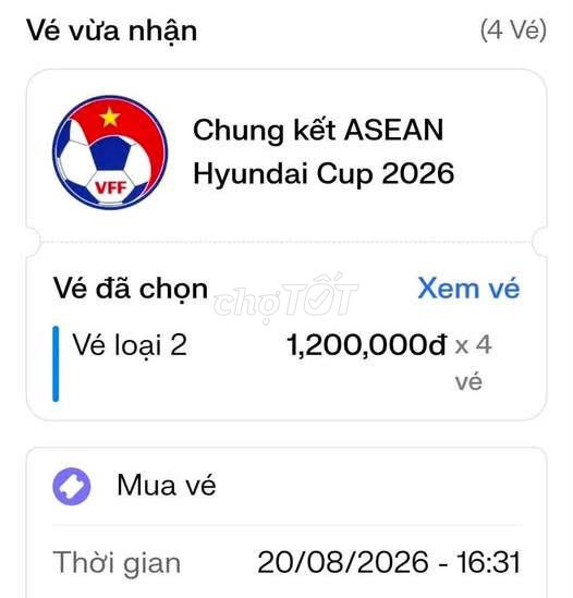 Vé Chung kết ASEAN Hyundai Cup 2026 loại 2