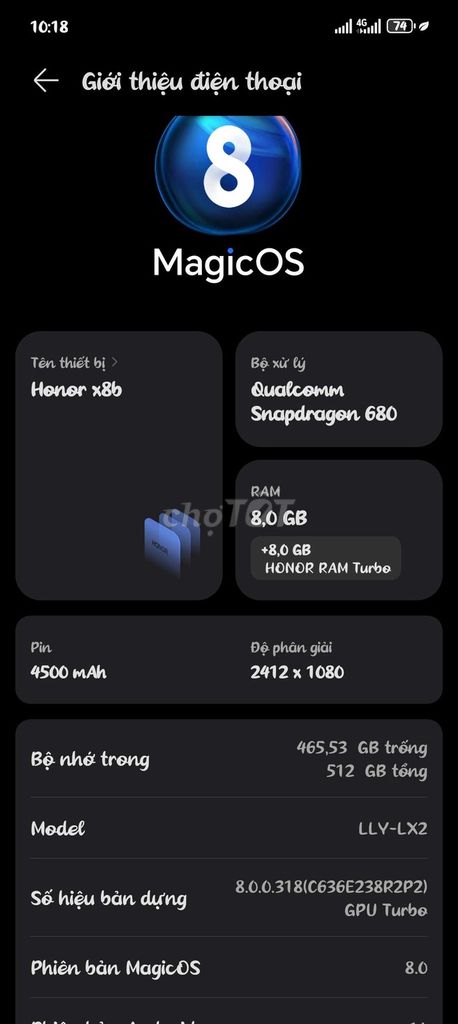 Honor X8b 512GB. Mua bán Điện thoại tại Huyện Thới Bình Cà Mau được đăng bởi Tên chưa cung cấp hình 1