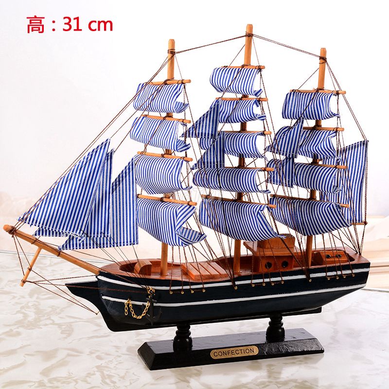 Mô Hình Thuyền Buồm Gỗ 31cm Decor Bàn Học