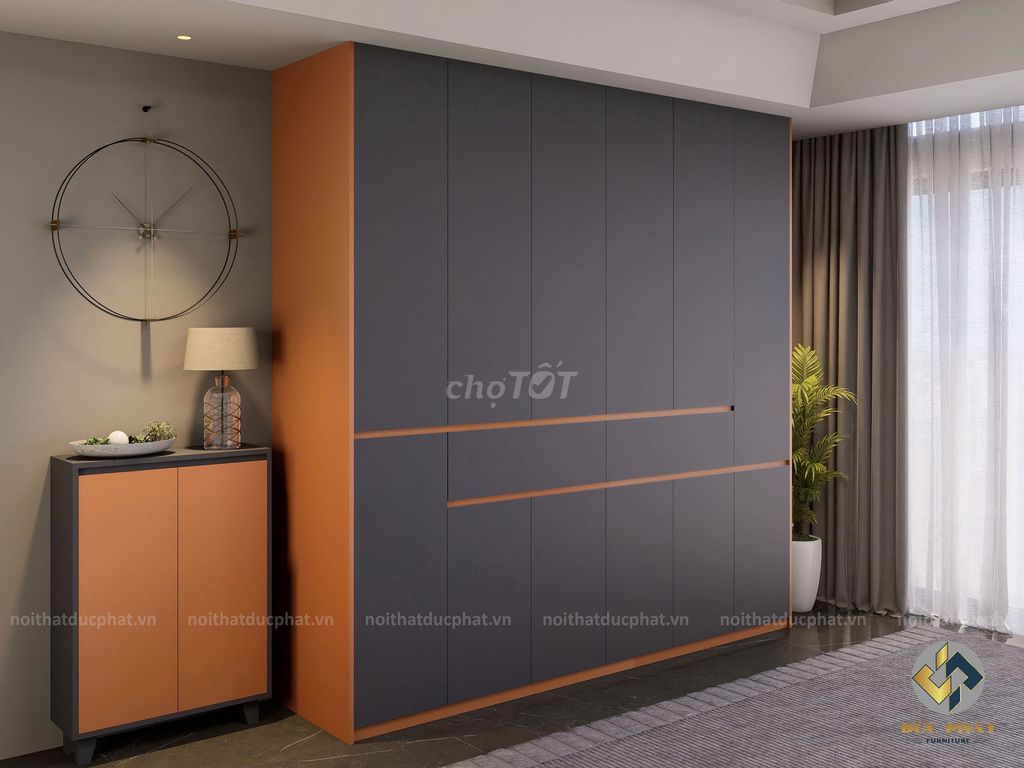 Tủ quần áo Gỗ công nghiệp Xám cam 2m4x2m5x60cm. Mua bán Tủ, kệ gia đình tại Quận Bình Thạnh Tp Hồ Chí Minh được đăng bởi Nội Thất Đức Phát hình 1