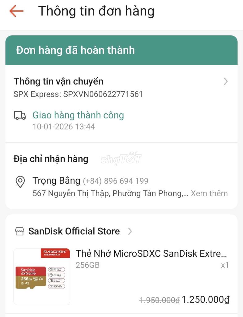 Thẻ nhớ SanDisk Extreme 256GB. Mua bán Phụ kiện (Màn hình, Chuột...) tại Quận 7 Tp Hồ Chí Minh được đăng bởi TẠP HOÁ  hình 1