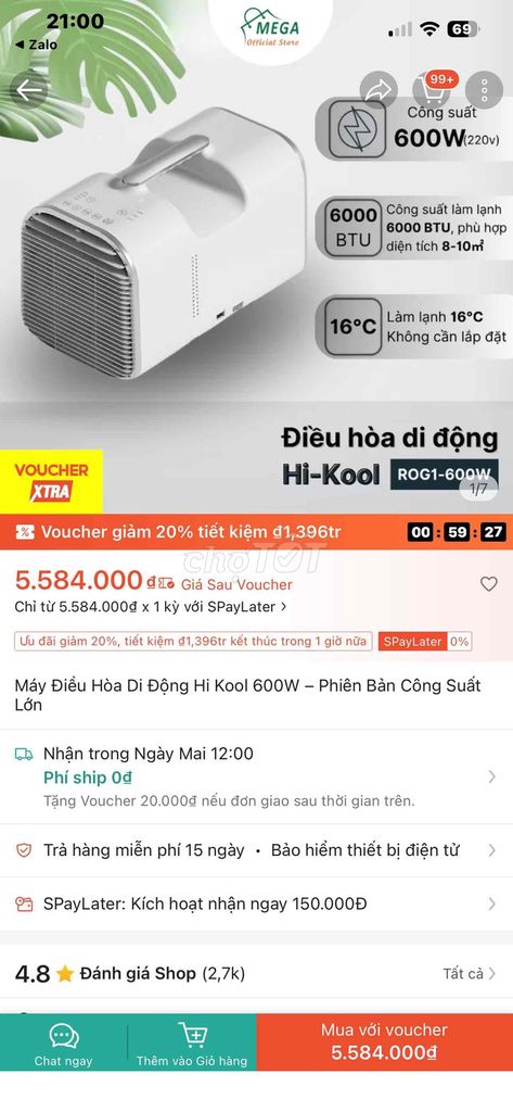 Máy điều hòa Hi Kool ROG1-600W Mới 99.9%. Mua bán Máy lạnh, điều hoà tại Quận 6 Tp Hồ Chí Minh được đăng bởi Nguyễn Thị Mỹ Lệ hình 1