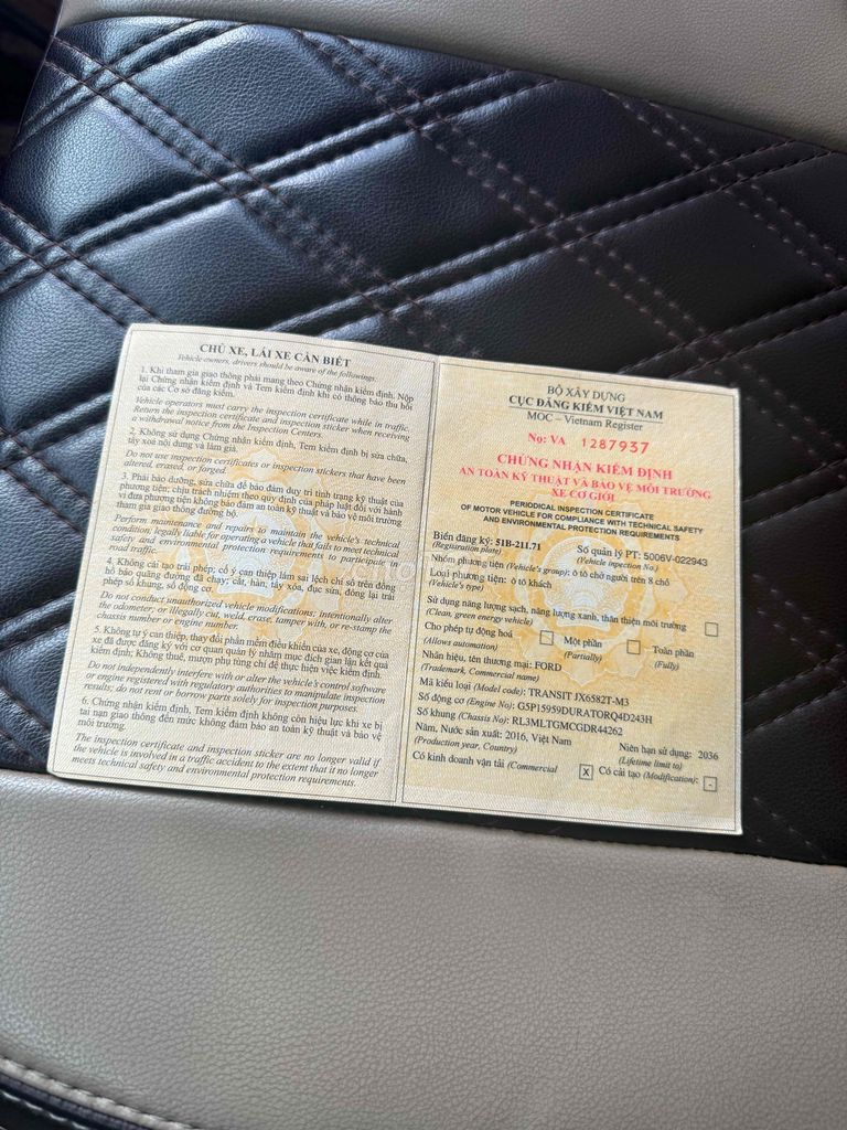 Ford Transit 2016 - 400000 km. 16chổ .máy zin 100%. Mua bán Ô tô tại Thành phố Tân An Long An được đăng bởi Trung Dũng hình 14