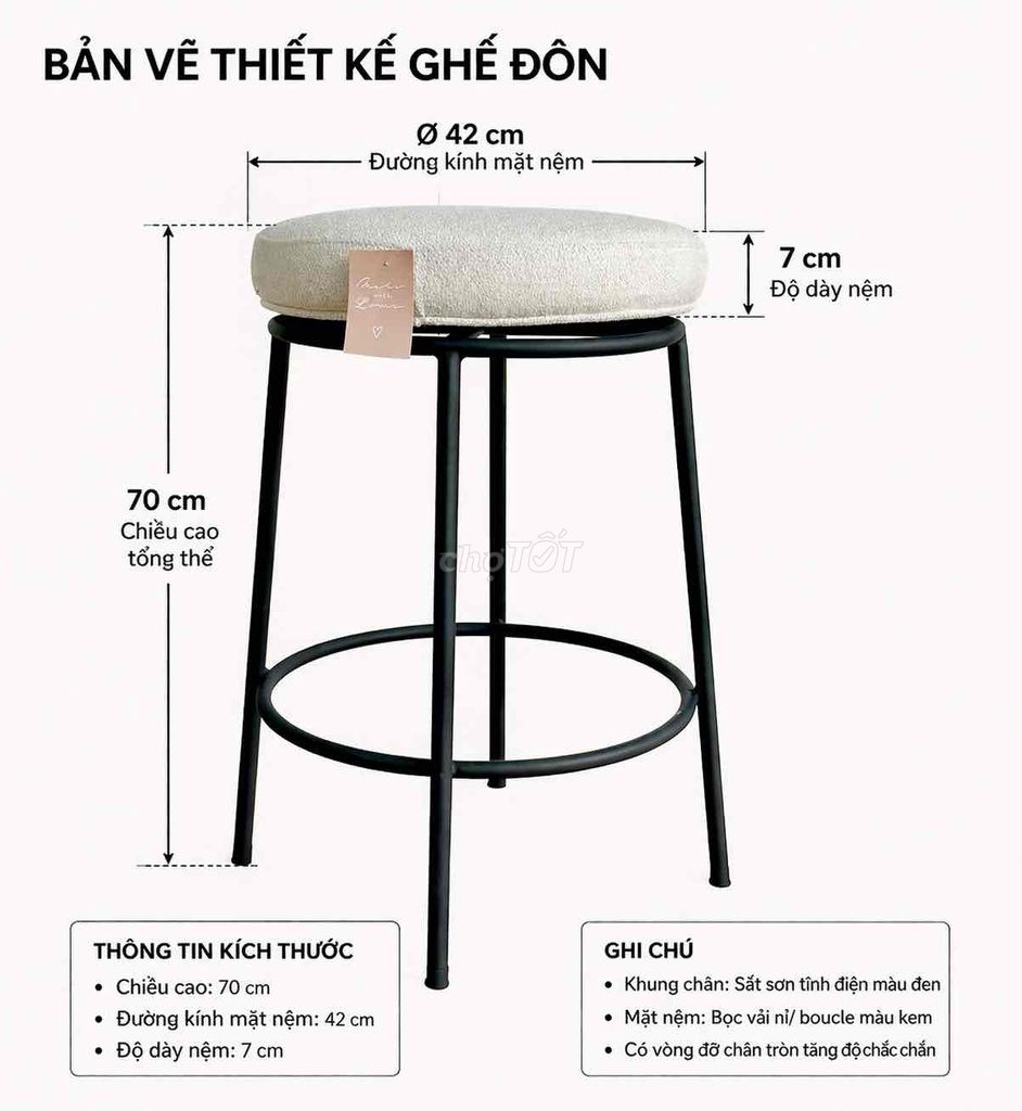 Ghế đôn Sắt Vải boucle. Mua bán Bàn ghế tại Quận 12 Tp Hồ Chí Minh được đăng bởi Thanh Tuấn hình 1