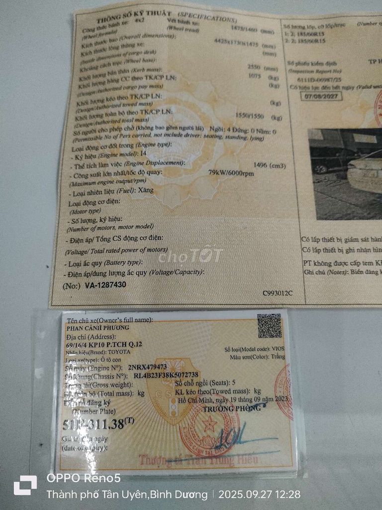 Toyota Vios 1.5G CVT 2019 Trắng Sedan. Mua bán Ô tô tại Thị xã Tân Uyên Bình Dương được đăng bởi phan cảnh phương hình 19