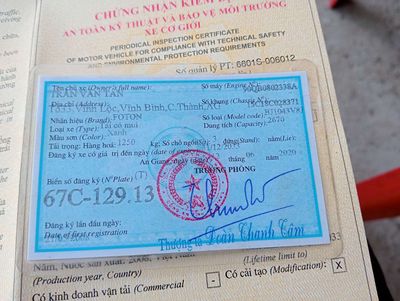 Xe tải foton 1,25t, đời 2008. Mua bán Xe tải, xe ben tại Huyện Tri Tôn An Giang được đăng bởi Lathanhnghi