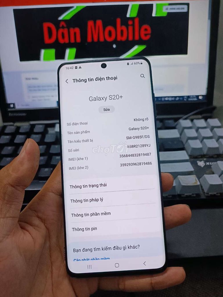 SAMSUNG S20 PLUS 8GB.128GB MÁY 2 SIM ZIN ĐẸP