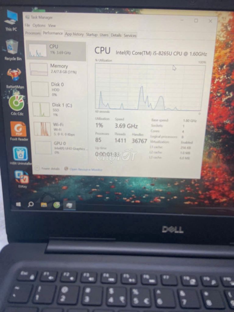 Laptop Dell i5 gen 8/ ram 8/ ổ cứng 128+1000GB